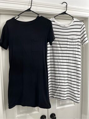 a.n.a Black and White Striped Mini Dress Duo
